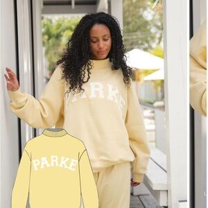 PARKE Women's butter yellow varsity mock neck (S/M)